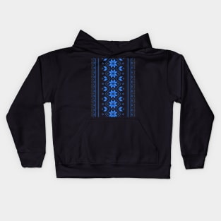Wellspring - Star Alatyr - Ethno Ukrainian Traditional Pattern - Slavic Symbol 2 Blue Vertical Kids Hoodie